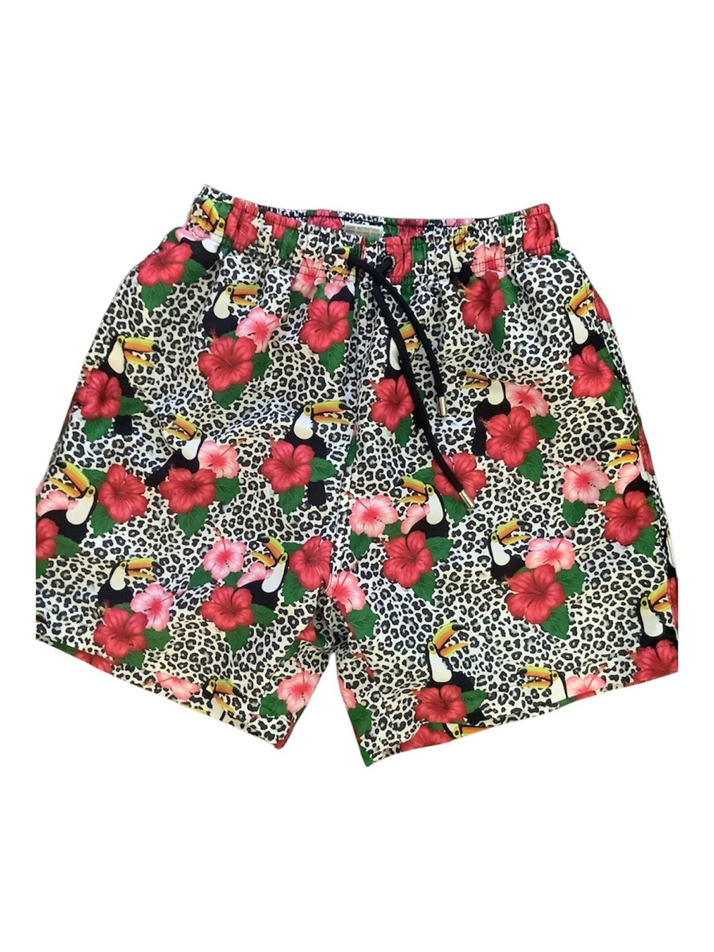Men's Tropical Toucan Print Athletic Shorts - Pink Floral